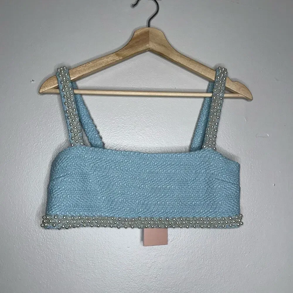 Alexis Ronja Pearl Embellished Top NWT Tiffany Blue Size XS - Picture 3 of 8